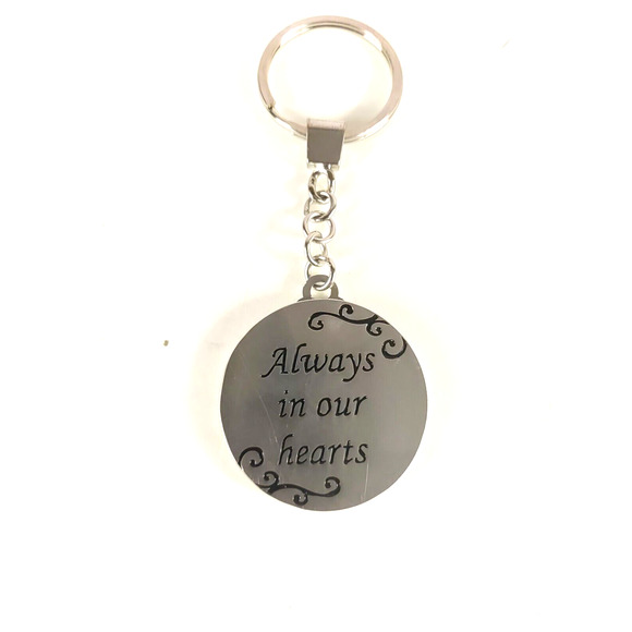Always In Our Heart Keychain Silver Tone Picture Frame - Picture 1 of 10